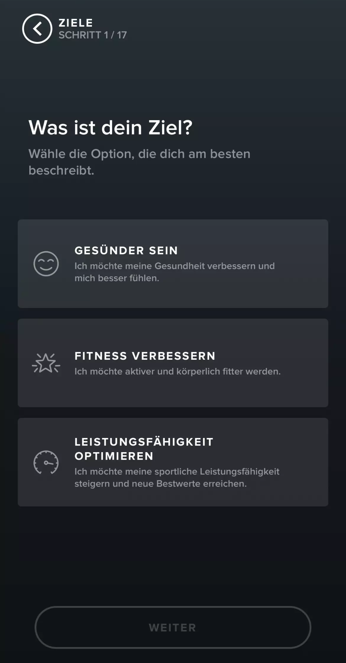 Указание целей в приложении Whoop 
